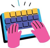 A flat style illustration of typing keyboard vector
