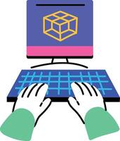 A flat style illustration of 3d modelling vector
