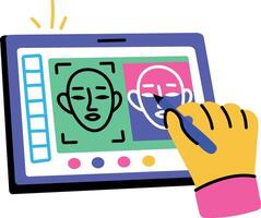 A flat style illustration showing a designing tool vector