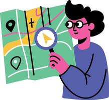 Flat style illustration showing a designer finding tool quickly vector