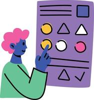 A flat style illustration depicting a person doing designing vector