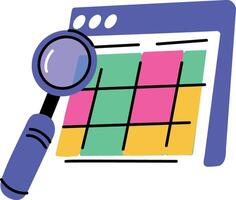 A flat style illustration showing zoom tool vector