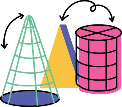 un plano estilo ilustración demostración 3d objetos vector