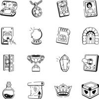 Set of Gaming Controllers Sketchy Style Icons vector
