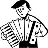 A sketchy style icon showing an accordion player vector