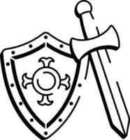 A sketchy style icon of a battle shield vector