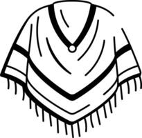 A sketchy style icon showing a poncho garment vector