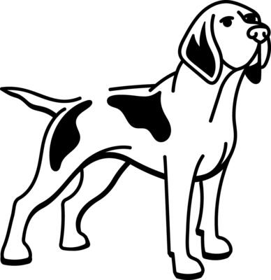 A hand drawn style icon of a hunter dog