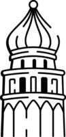 A doodle style icon of an onion tower architecture vector
