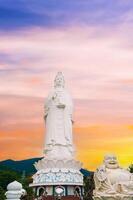 Big white statue of Lady Buddha in Da Nang in the Linh Nga Pagoda in Vietnam in Asia photo