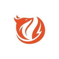 creative fox with thunder tail logo vector