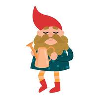 Gnome watering can illustration vector