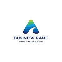 abstract letter A ocean wave logo vector