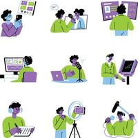 Illustrations of digital communication activities vector