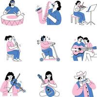 Musicians playing different musical instruments vector