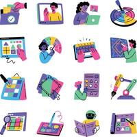 Collection of digital design tools and skills vector