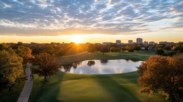 Autumn Golf Course Sunset Cityscape photo