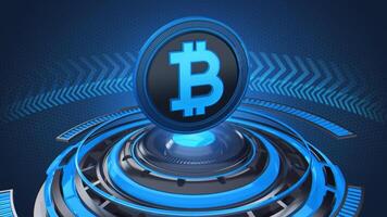 ANIMATED BITCOIN CRYPTO SYMBOL FOR ILLUSTRATING DIGITAL BLOCKCHAIN ASSET CONCEPTS ON GREEN ABSTRACT BACKGROUND video