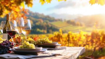 Autumn vineyard wine tasting photo