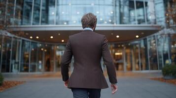 Businessman Leaving Modern Building photo