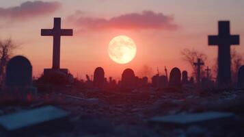 Cemetery Sunset Full Moon photo