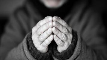 Elderly Hands Seeking Help, Outdoors photo