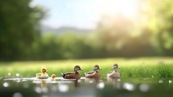 Ducks Family Pond Park Scene photo