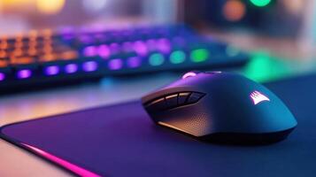 Gaming Mouse on Desk at Night photo