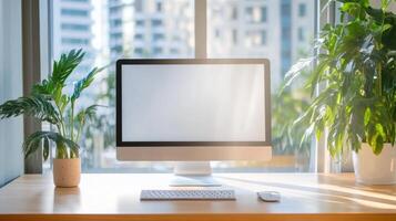 Modern Workspace by Window photo