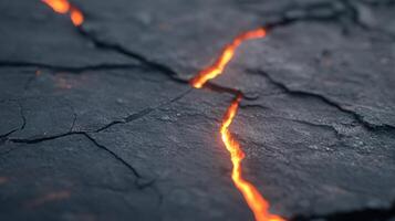 Molten Lava Flowing Through Cracks photo