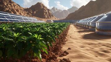 Martian Farm Growth, Futuristic Oasis photo