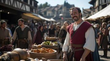 Medieval Market Vendor Smiles photo