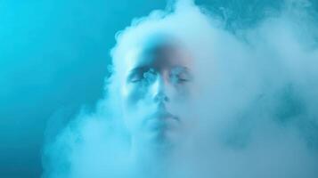 Person in Blue Smoke Studio photo