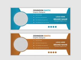 Professional and Modern Business Email Signature Templates in Blue and Brown for Graphic Designers - Professional digital artwork with vibrant colors and detailed composition vector