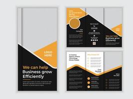 Professional Tri-Fold Brochure Design Modern Black and Orange Business Growth Template for Efficient Marketing - Professional digital artwork with vibrant colors and detailed composition vector