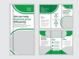 Professional Tri-Fold Brochure Design Modern Green and White Template for Efficient Business Growth - Professional digital artwork with vibrant colors and detailed composition vector