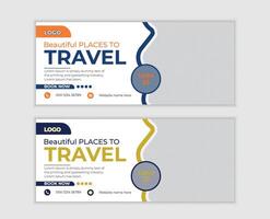 Inspiring Travel Banner Design Discover Beautiful Places to Explore with Up to 25 Off, Book Now vector