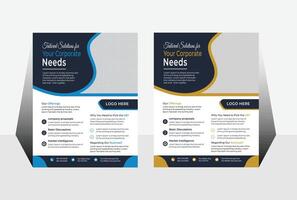Two business flyers with blue and gold designs vector
