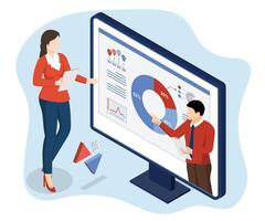 Business professionals analyzing data visualization vector