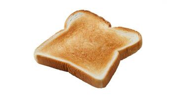 A single slice of toasted bread on a white background in a studio setting photo