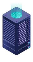 Isometric futuristic server. Isometric database. Abstract blockchain. Computer storage. Cloud storage. Isometric, vector