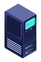 Isometric futuristic server. Isometric database. Abstract blockchain. Computer storage. Cloud storage. Isometric. vector