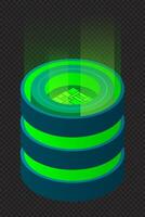 Isometric database. Futuristic server. Big data isometric. Cloud computing and file cloud storage. Isometric. vector
