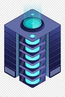 Isometric futuristic server. Isometric database. Abstract blockchain. Computer storage. Cloud storage. Isometric vector