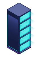 Isometric futuristic server. Isometric database. Abstract blockchain. Computer storage. Cloud storage vector
