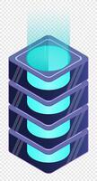 Isometric futuristic server. Isometric database. Abstract blockchain. Computer storage. Cloud storage. Isometric technology, vector
