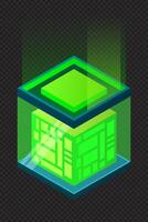 Isometric database. Futuristic server. Big data isometric. Cloud computing and file cloud storage. Isometric technology. vector