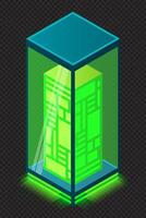 Isometric database. Futuristic server. Big data isometric. Cloud computing and file cloud storage. Isometric technology, vector