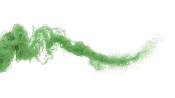 A swirling trail of green pigment suspended in a white space creating an abstract design photo