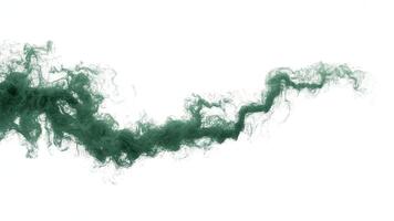 A horizontal plume of dark green smoke on a white background creating a flowing effect photo